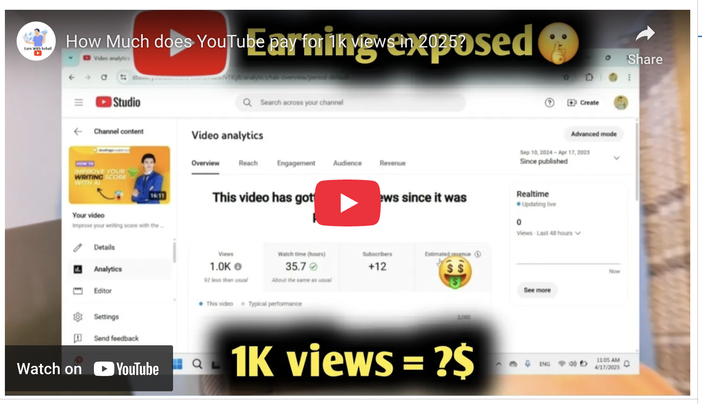 How Much does YouTube pay for 1k views in 2025?